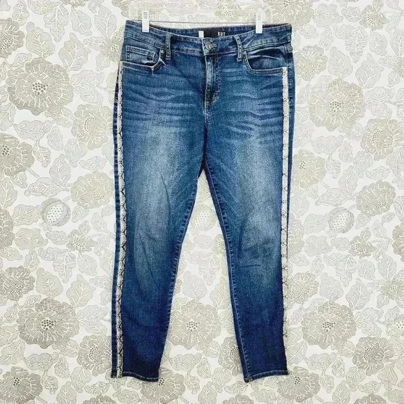 Kut from the Kloth Snake Striped Donna Ankle Skinny Jeans Women's 10 - Picture 1 of 7